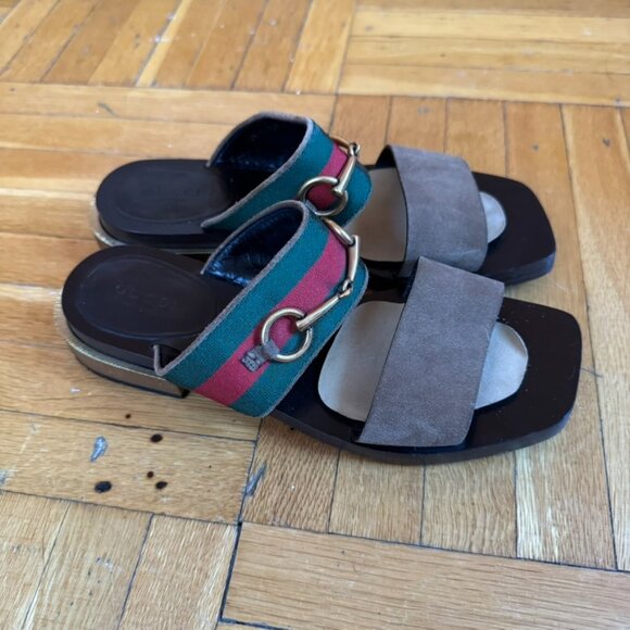 Gucci Brown Suede Double Band Querelle Sandal (Size 36.5) - Picture 4 of 14